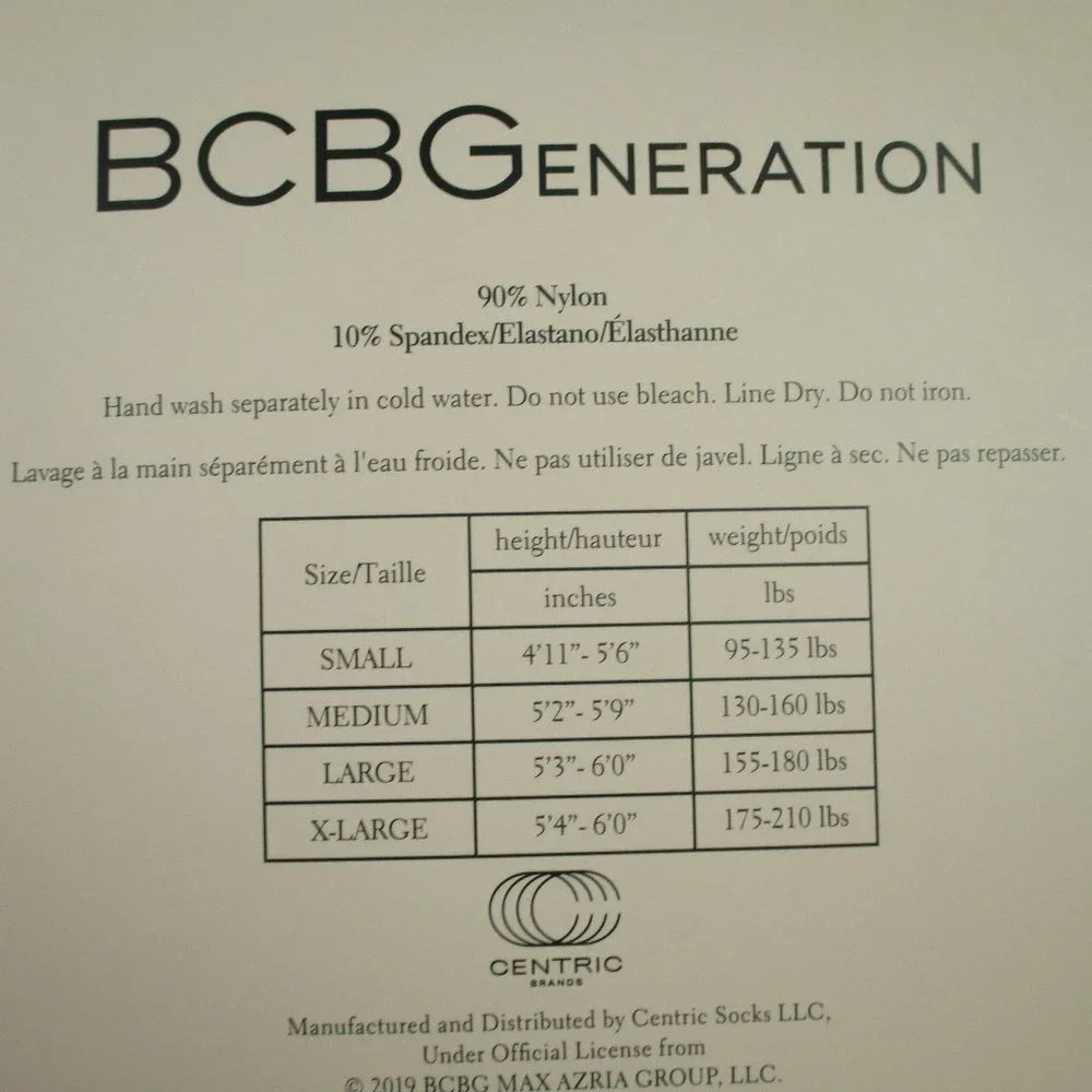 BCBGeneration Black Control top Sheer Tights NIB Size Medium